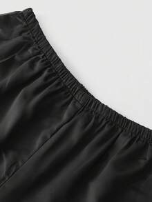 全新男士时尚休闲大码短袖短裤睡衣套装 - 黑色 - 查看 7