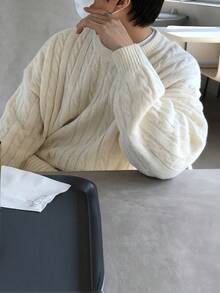 1pc Teen Boys Minimalist Vintage Soft Comfortable Versatile Pullover Knit Sweater, Spring/Autumn/Winter