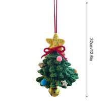 Car Rearview Mirror Charms Cute Crochet Christmas Tree Hanging Decorations Small Ornaments - 黃綠 - 查看 8