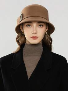 1 peça chapéu de balde de lã com decoração de borboleta, novo, outono/inverno, moderno e elegante, versátil, favorece rostos pequenos, estilo britânico, presente de luxo