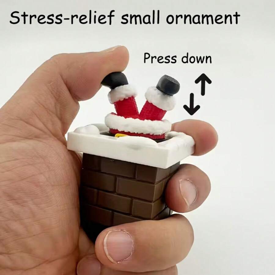 Decoración navideña de escritorio con figura impresa en 3D - Papá Noel cayendo por la chimenea, decoraciones lindas y divertidas para aliviar el estrés, adecuadas para el escritorio de la oficina, la decoración del hogar, el ambiente de la fiesta, la decoración del automóvil al aire libre, adorno de arte de plástico, regalo perfecto para amigos y familiares