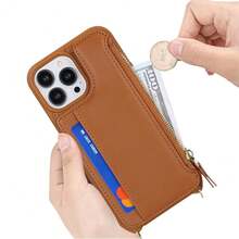 For IPhone 13 Pro Max Wallet Case With Card Holder For Women,For IPhone 12 Pro Max Case With Strap,Crossbody And Wristlet Zipper Pocket Phone Cover-Brown{"Color_name":"L5-Brown"} - 多色22 - 查看 6