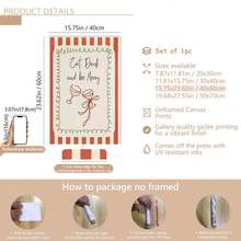 1pc Scandinavian Christmas Quotes Wall Paintings, Printable Decorative Paintings On The Theme Of Eating, Drinking And Having Fun, Illustrations Of Holiday Wine Glasses, Nordic Winter Festival Art Works Such As Canvas Wall Art, Funky Girl Art, Inspirational Quote Art, Home Decor And Canvas Hanging. - Multicolor - View 18