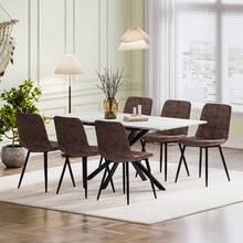 White Marble Table + Linen Brown Chairs
