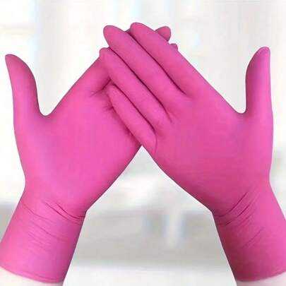 10/20/50/100pcs Disposable Dark Pink Nitrile Gloves, Suitablefor Household Hygiene Cleaning,Powder-Free, Latex-Free
