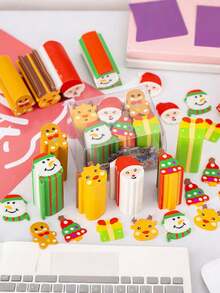 Set de 6 borradores de regalo de Navidad, premios y recompensas, caja de borradores divertidos y lindos, adecuados para recompensas en el aula, premios, recuerdos de fiesta, relleno de bolsas de regalo, escuela, oficina, hogar
