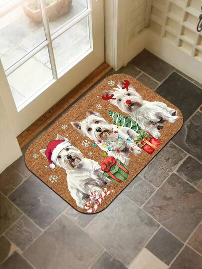 West Highland White Terrier Weihnachts-Badematte - Ultra-weich, rutschfest & saugfähiger Plüschteppich für Hundeliebhaber - perfekt für Badezimmer & Wohnzimmer Dekoration, Weihnachtsdekoration