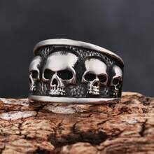 1 bucată retro inel din oțel inoxidabil argintiu hip hop punk cranii bandă inel pentru bărbați femei motociclist îmbrăcăminte zilnică de petrecere
