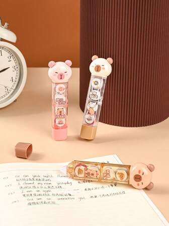 1 Stück Korrekturband zum Handhaben, kreatives 2-in-1 Design mit doppeltem Staubschutzdeckel, 3m und 4m lange Bandnachfüllungen, zum Abdecken von Fehlern, Verschließen von Umschlägen, Dekorieren von Tagebüchern, tragbare Schulmaterialien