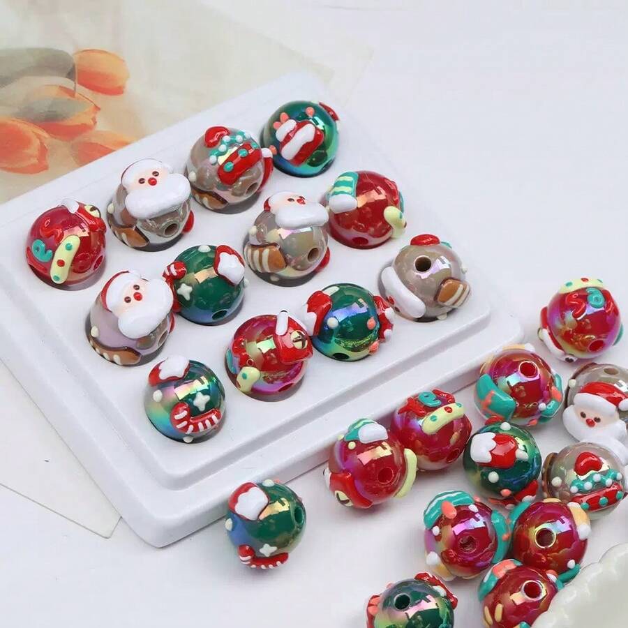 5 قطع خرز أكريليك مطلي باليد بمقاس 16 مم لصنع أساور DIY، مواد مجوهرات يدوية، مناسبة للهدايا وصناعة المجوهرات