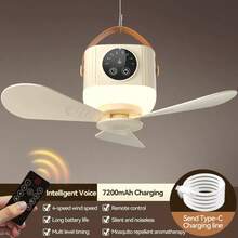 Electric Camping Ceiling Fan 3600/7200mAh Dormitory Small Fan With Light Mosquito Pads 1-8h Timming 4 Speed Outdoor Home Tripod Desktop Fan
