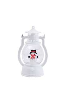 1 felinar mini cu LED din plastic cu temă de Crăciun, cu capac transparent, decor de sărbători adorabil cu Moș Crăciun, om de zăpadă și alte elemente de Crăciun, design vintage de felinar cu bază iluminată, potrivit pentru decorarea de Crăciun, decorațiuni de Crăciun, cadouri de Crăciun