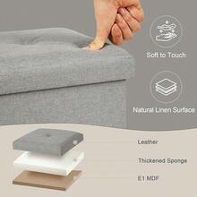 Storage Ottoman, 11.8'' Folding Footstools, Multipurpose Foot Rest Stool, Foldable Linen Fabric Ottomans, Small Square Ottoman