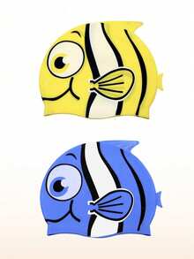 1pc Girls And Boys Fish Swim Caps, Swimming Hat, Unisex Child's Bathing Cap, Fabric Swimming Caps, Pool Cap For Boys Girls Long Short Hair, One Size