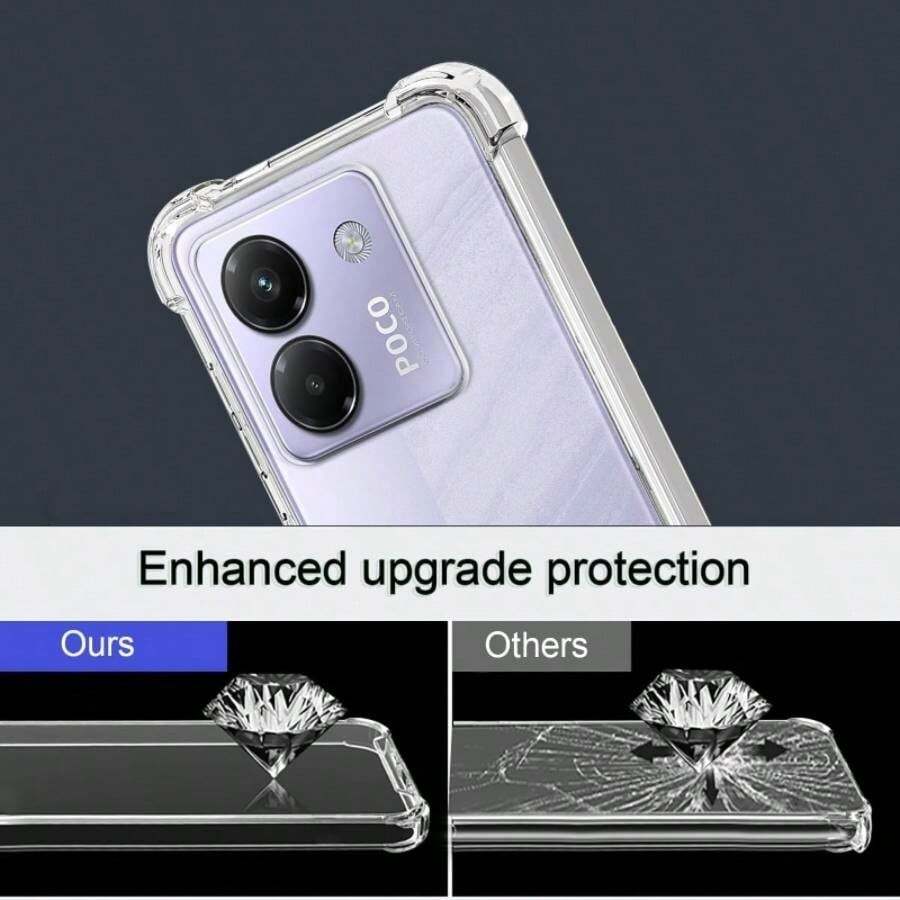 Funda Mica para Poco M7 Pro 5G Case Acrlico Uso Rudo Cover Carcasa Antigolpes con 2 Protector de Pantalla Cristal Templado Screen Accesorios Transparente PCKM - Transparente - Ver 1