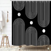 Black And White Shower Curtain, Boho Minimalist Mid Century Modern Arch Geometric Machine Washable Waterproof Fabric For Bathroom Bathtub Decor With Hooks 72x72{"Color_name":"BlackandWhiteBoho","Size_name":"72\"Wx72\"L(Packof1)"} - 多色29 - 查看 3