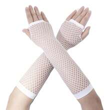 Fishnet Fingerless Gloves Mesh Arm Sleeves Fish Net Arm Sleeves EMO Gloves For Women In Theme Party Scene Accessories{"Size_name":"Long","Color_name":"#08-White(Long)"} - 多色7 - 查看 1