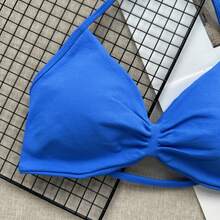 Áo lót hai dây phổ biến, áo ngực thể thao không lưng dây mảnh dành cho nữ, hỗ trợ nhẹ, áo tập thể dục dáng ngắn, áo ngực yoga xếp ly không đường may, thích hợp cho mùa xuân. - Xanh đậm - Xem 6