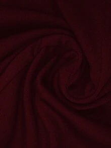 Vestido mini de mujer de unicolor elegante con cuello alto, manga larga, detalles de botones, cintura ajustada y falda acampanada - Burdeos - Ver 7