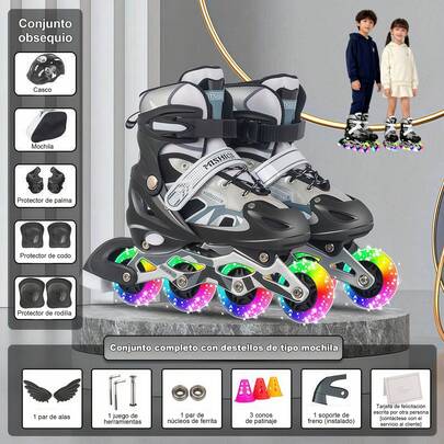 Patines en línea para hombres y mujeres, para principiantes, juego completo, talla ajustable