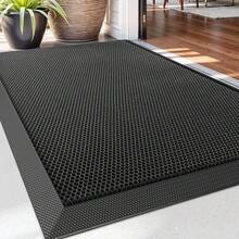 DEXI Outdoor Fußmatte, 60 x 90 cm, extrem rutschfeste Schmutzfangmatte, langlebige Fußmatte für draußen, robuste wasserdichte Fußmatte für die Haustür, schwarz