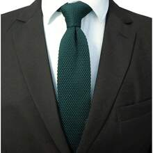 Men's Solid Color Textured Knit Skinny Ties Smart Necktie Square-Cut Finish{"Size_name":"OneSize","Color_name":"DarkGreen"} - Multicolor8 - View 3