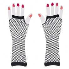 Fishnet Fingerless Gloves Mesh Arm Sleeves Fish Net Arm Sleeves EMO Gloves For Women In Theme Party Scene Accessories{"Size_name":"Long","Color_name":"#1-Black(Long)"} - 多色16 - 查看 5