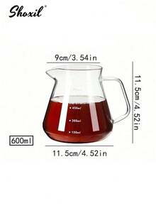 shoxil 1 件 450ml/600ml 玻璃咖啡壶，带刻度的咖啡分享壶，方形手柄茶壶，便携式水壶，量杯，适用于咖啡和茶 - Coffee Pot - 查看 12