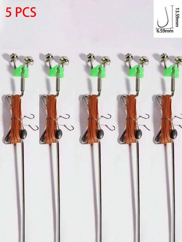 1/3/5PCS New Creative Mini Automatic Fishing Rod With Spring Reminder And Double Fish Hooks For Fishing Enthusiast Inserted Fishing Rod Large Carp, Sea Bass, Trout, Catfish Perfect Christmas Gift