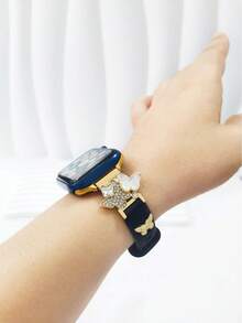 1pc Fashion Silicone Watch Band Compatible With Apple Watch Band 38/40/41/42/44/45/46/49mm, Butterfly Alloy Buckle Silicone Bracelet Suitable For Apple Watch Ultra 2 Series 1-10 & SE - Band Only