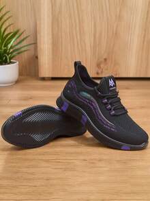 Zapatos Transpirables Zapatos Deportivos Ligeros Para Mujere , Antideslizantes Y Transpirables Para Mujer Tenis Deportivos - negro morado - Ver 5