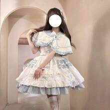 Lolita Outfit - 藍白JSK裙+斗篷全套 - 查看 3