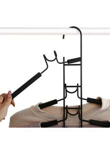 1pc Portable Seamless Garment Storage Hanger With Multi-Functional Trapezoid Design And Multi-Layer Hanging Rack, Space-Saving Closet Organizer For Spring Tops, Summer Tops, Autumn Tops, And Winter Tops, Durable Lightweight Frame For Home, Dorm, And Travel, Non-Slip Hooks, Easy Assembly, Versatile Wardrobe Solution For Seasonal Wear And Everyday Essentials - Multicolor - View 9