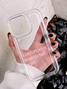 1pc Minimalist Religious Slogan God Pattern Shockproof Anti-Slip Phone Case Compatible With Iphone 11/12/13/14/15/16 Pro Max - Multicolor - View 3