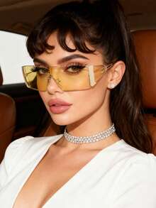 1pc Small Frame Y2K Style Fashion Glasses, Fashionable Personalized Glasses For Women, Suitable For Street Style, Vacation, Travel, Beach Accessories