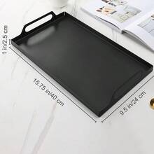 Metal Serving Tray Portable Bed Tray With Handles For Coffee Table Living Room Kitchen And Bathroom Black - Black - View 3