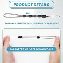 2 Pack Cordn para Celular, Correa para Celular Ajustable Nailon, Correa Mueca de Telfono, Llaves de Cmara, Unidades Flash, Llavero, Portafolios - Gris - Ver 4