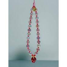 - Correa de pulsera con abalorio para telfono celular, correa universal para telfono celular, bonita correa de mueca, cadena de abalorio, accesorios hechos a mano para bolsas de cmara - Rojo Fresa - Ver 5