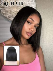 OQ Hair Straight Bob Made Of Human Hair Warm And Comfortable 180% Density 8-14 Inch Pre-Bleached 7x5 Transparent Lace Pre-Cut And Pre-Plucked Natural Color Suitable For Casual Daily Wear Free Shipping - SNatural - View 2