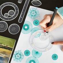 28pcs Spiral Circle Template For Drawing, Spiral Art Clear Gear Geometric Ruler, Plastic Template Ruler, Drawing Spiral Curve Stencils With Pens Paper For Drawing DIY Art Crafts Sketch Creation