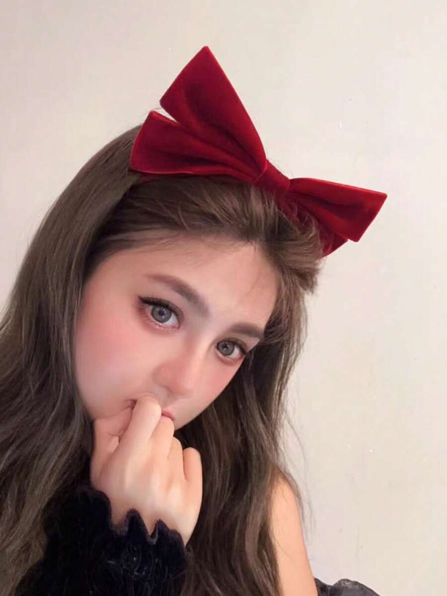 1件装女士黑色3D蝴蝶结发箍,甜美女孩发饰,适合日常佩戴和圣诞节,美观,发箍,女士头饰发带 - 1PC酒紅色立體髮箍 - 查看 1