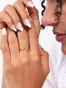 Personalized Initial Ring,Dainty Name Monogram Ring,Layering Letter Band For Her,Adjustable Minimalist Jewelry,Elegant Wedding Bridesmaid Jewelry,Birthday, Anniversary, Halloween, Christmas, Family Member Gifts - Multicolor - View 8