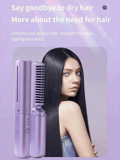 Rechargeable Mini Hair Straightener - Wireless Portable Travel Electric Comb, Suitable For Split Hair, Frizz Care, Available In Pink, Purple And Green - Travel, Outdoor, Indoor Easy To Carry. The Perfect Gift For Women