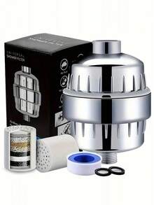 1pc Wall-Mounted Shower Head Filter, 30-Level ABS Plastic Shower Purifier, Chrome Surface, Plastic Material, High-Efficiency Output, Suitable For All Shower Heads, Removes Chlorine And Heavy Metals, Enriched With Vitamins C And E, Improves Skin Care And Hair Protection, Minimalist Round Design, Ideal For Home And Hotel Bathrooms, Upgrade Your Bathroom, Perfect Gift For Halloween And Christmas