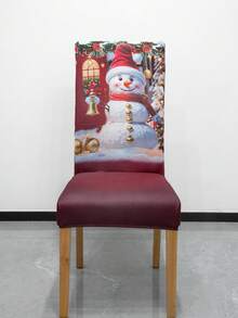 4/6 غطاء كرسي مطبوع بطبعات عيد الميلاد، مع عناصر عيد الميلاد مثل بابا نويل والثلجي والرنة، ديكور منزلي لفندق وحفلة ومطعم، إكسسوار أساسي لديكور عيد الميلاد، هدية عيد الميلاد المثالية