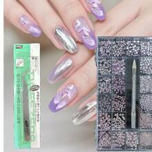 KIRAME 21-Fach DIY Nagelkunst K9 Glas Lila Flachback Strasssteine Set - 30 Stücke je hochglänzende Strasssteine mit 1 Stück Punktierstift und 1 Stück Pinzette, Nagelstudio, Nagelbedarf, Halloween, Weihnachten, Neujahr, Festivalgeschenk