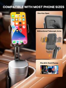 REMAX 2-In-1 Universal Cup Holder Extender; 1-Second Quick Installation, Height & Angle Adjustable; Fits 3.37" - 3.7" Cup Bottom; Stable Non-Slip Design, Suitable For Car, Treadmill, Golf Cart Etc.; Retractable Car Accessory; Car Essential; Automotive Supplies - Black - View 6