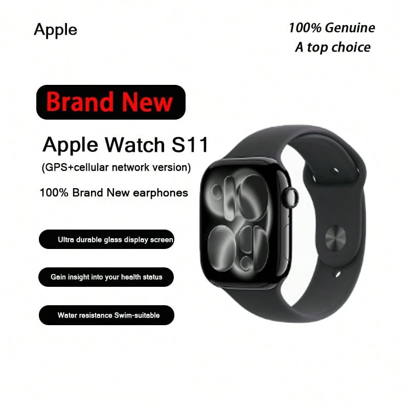 Apple Watch Series 11 42mm GPS + 蜂窝网络版，这是 Apple Watch 的最新款，时刻守护您的健康。 - 亮黑色錶殼+黑色錶 - 查看 1