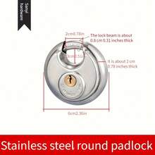 1PC-Round Discus Padlock Heavy Duty Waterproof Security Lock With 2 Keys For Warehouse Trailer Gate Anti-Theft Anti-Cut Anti-Pry Outdoor Use No Battery Needed Durable Metal Construction - Multicolor - View 10