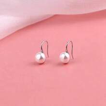 1pair Simulated Faux Pearl Decor Elegant Stud Earrings, Suitable For Daily Life, Festival Gifts